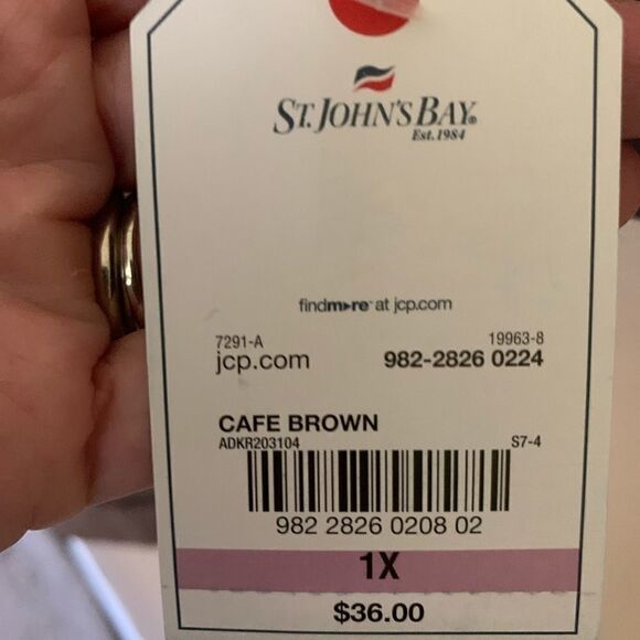 St. John’s Bay Shirt Sleeve Taupe Sweater - Picture 2 of 3